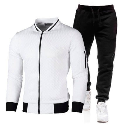 Wholesale Men's Zipper Stand Collar Cardigan Hoodie Jacket Jogger Set