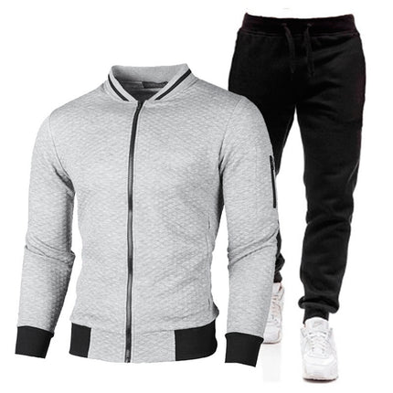 Wholesale Men's Zipper Stand Collar Cardigan Hoodie Jacket Jogger Set
