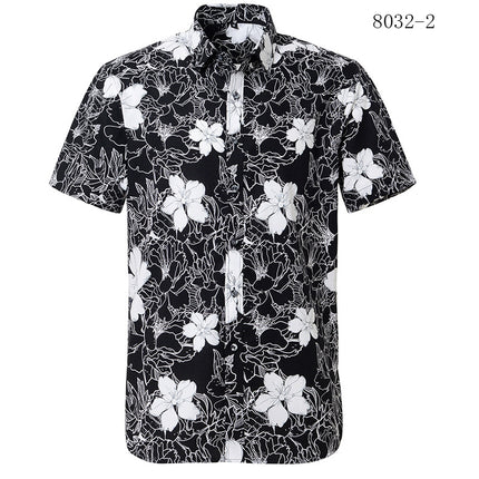 Wholesale Men's Summer Printed Shirt Short Sleeve Beach Cotton Shirt