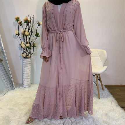 Turkish Islamic Cardigan Robe Slim Fit and Slim Waist Muslim Abaya