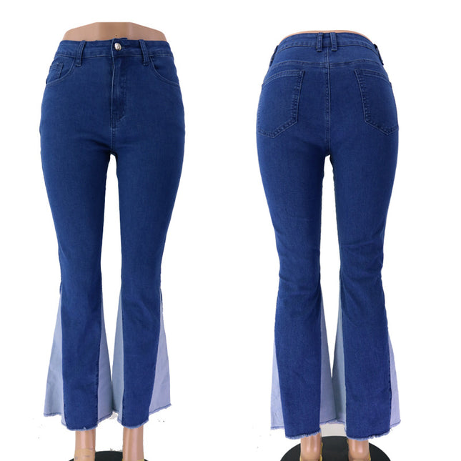 Ausgestellte Cropped-Jeans für Damen mit mittlerer Taille und Quaste