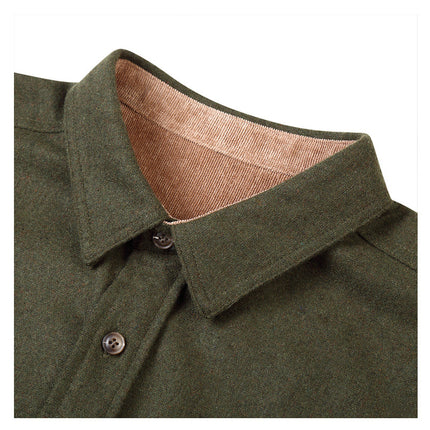 Camisas de manga larga con botones de franela para hombre de otoño invierno