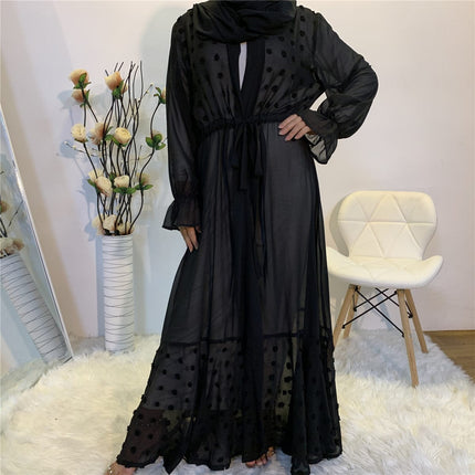 Turkish Islamic Cardigan Robe Slim Fit and Slim Waist Muslim Abaya