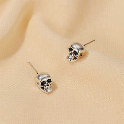 Personalized Ghost Head Gothic Retro Skull Stud Earrings Halloween