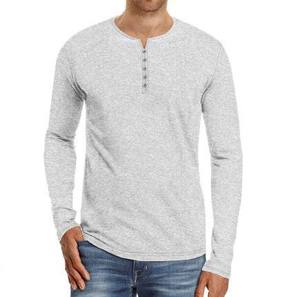 Wholesale Men's Fall Winter Casual Long Sleeve Solid Color T-Shirt