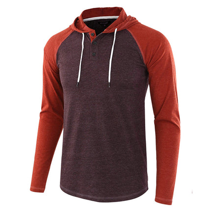 Wholesale Men's Fall Winter Plus Size Long Sleeve Hooded T-Shirt