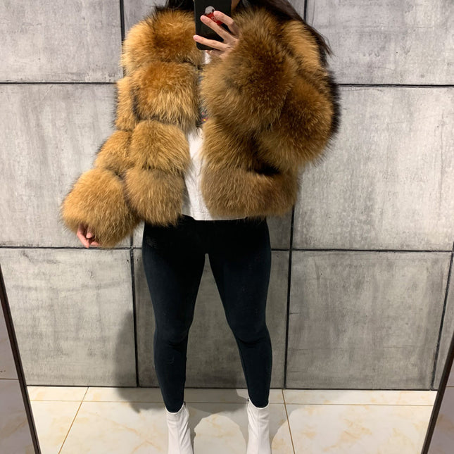 Wholesale Women's Winter Warm Fashion Faux Fur Brown Coat