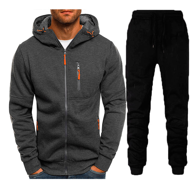 Wholesale Men's Sports Casual Cardigan Hoodie Jogger Two Piece Set