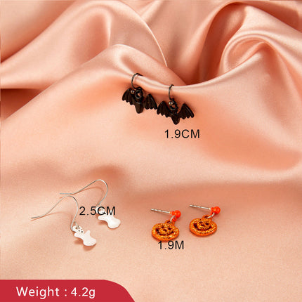 Wholesale Halloween Personalized Bat Skull Funny Set Earrings