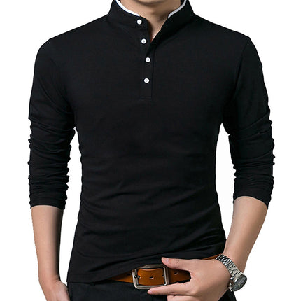 Wholesale Men's Fall Winter Solid Color Long Sleeve Plus Size T-Shirt