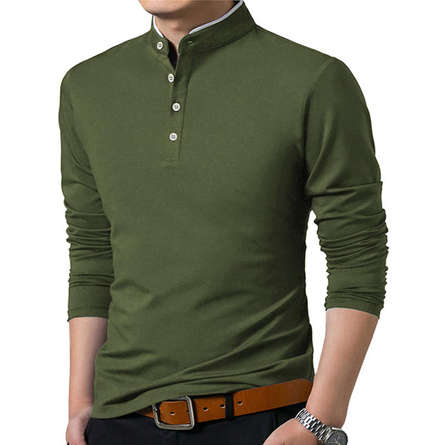 Einfarbiges Langarm-Herren-T-Shirt in Übergröße für Herbst und Winter