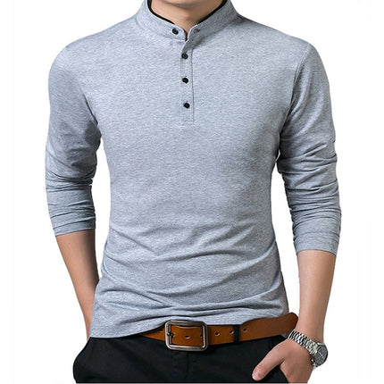 Wholesale Men's Fall Winter Solid Color Long Sleeve Plus Size T-Shirt