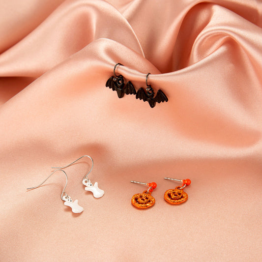 Wholesale Halloween Personalized Bat Skull Funny Set Earrings