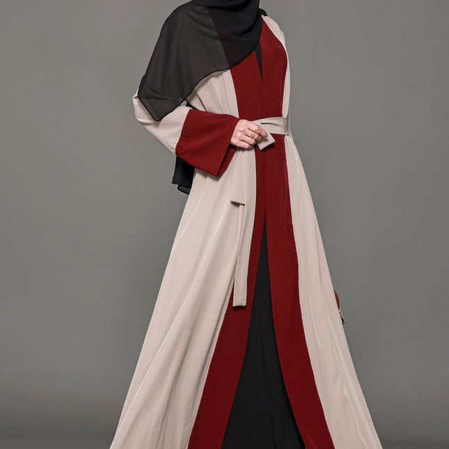 Vestido de manga larga de trompeta de costura de cárdigan musulmán de Malasia