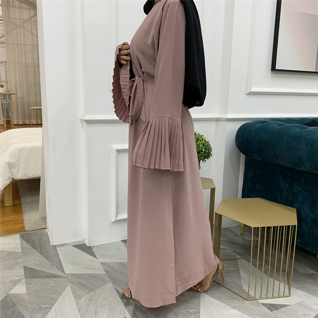 Vestido de manga plisada de gran tamaño para mujer musulmana de Oriente Medio