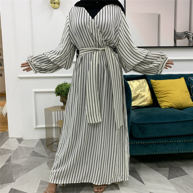 Vestido largo ajustado con mangas apiladas para mujer musulmana de talla grande