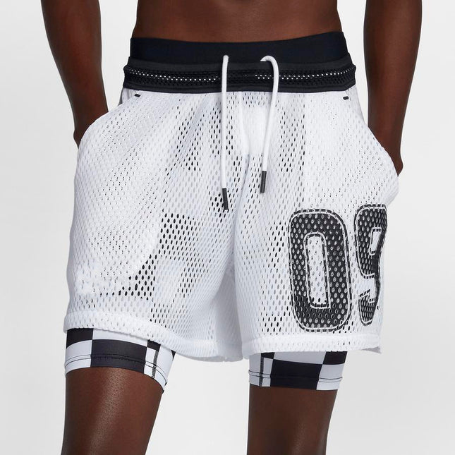 Pantalones cortos deportivos de velocidad de fitness de dos piezas falsos dobles de verano para hombres
