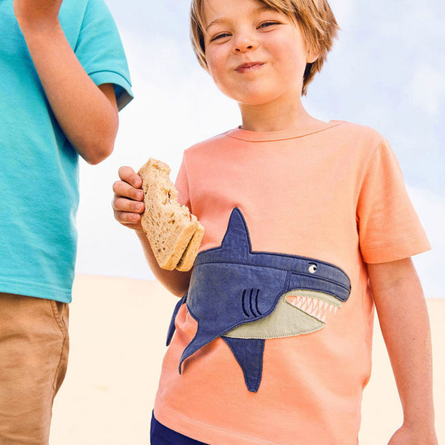 Camiseta infantil de algodón de punto de manga corta de verano para niños