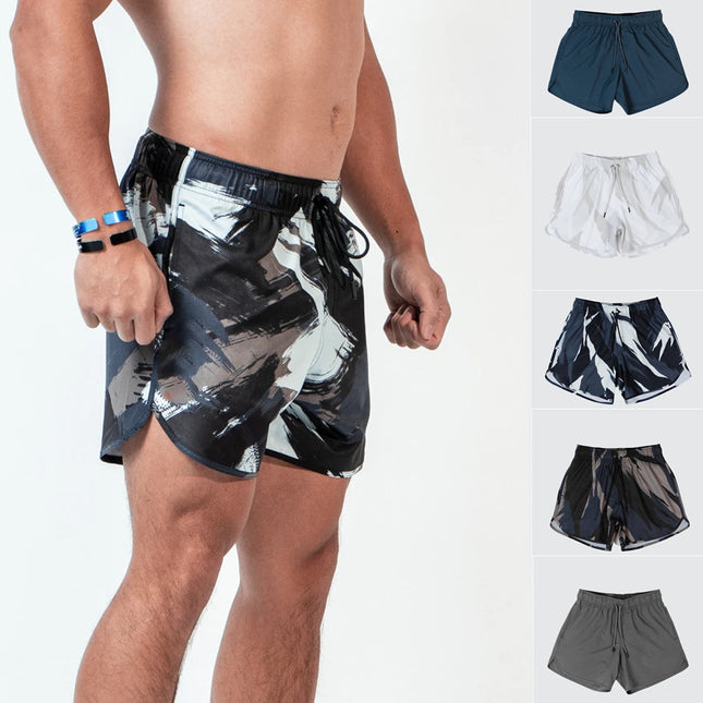 Pantalones cortos de cinco puntos de camuflaje para correr en el gimnasio deportivo para hombres