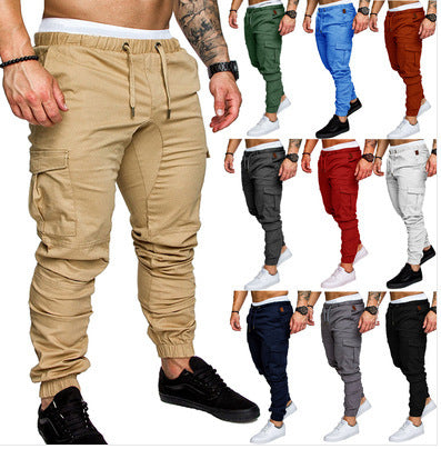 Pantalones de pierna con múltiples bolsillos de ropa de trabajo casual para hombres