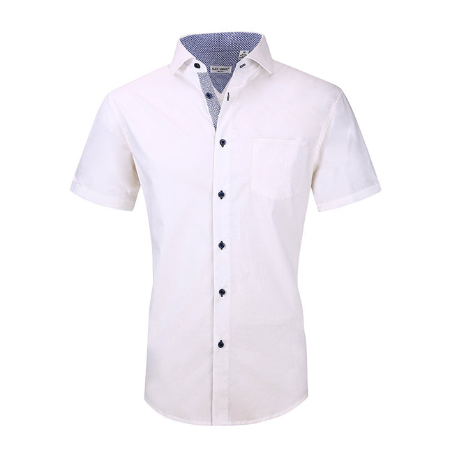 Camisa informal de algodón de manga corta para hombre con cárdigan de negocios