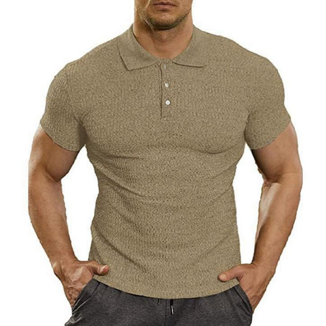 Camiseta de manga corta de verano para hombre Polo de solapa de color sólido