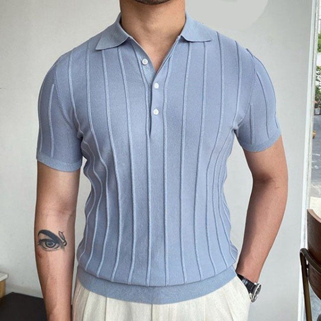 Kurzärmliges Business-Poloshirt mit einfarbigem Revers für Herren