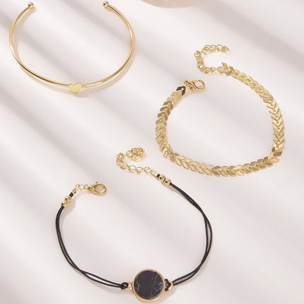 Love Turquoise Hollow Pentagram Moon Jewelry Bracelets 4 Pieces