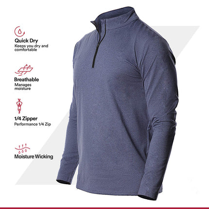 Wholesale Men's Long Sleeve Quick Dry Sports Half Zipper T-Shirt