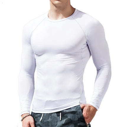 Wholesale Men's Tight Elastic Gym Sports Long Sleeve Quick Dry T-Shirt