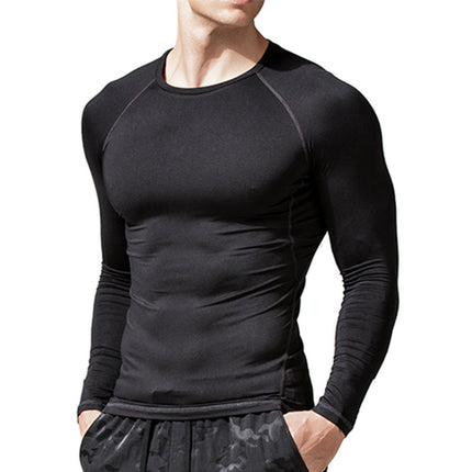 Camiseta de secado rápido de manga larga para deportes de gimnasia elástica apretada para hombres