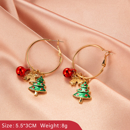 Creative Christmas Tree Earrings Simple Snowman Bell Stud Earrings