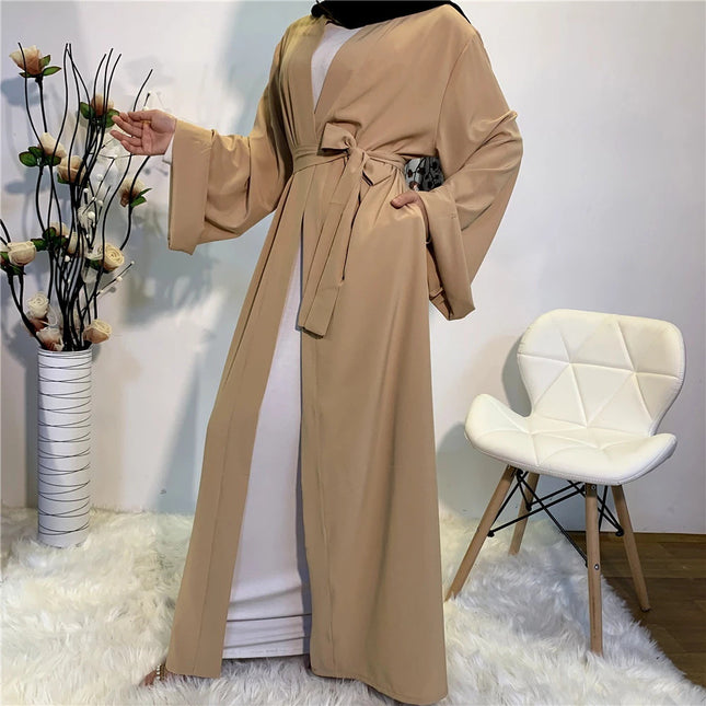 Middle East Dubai Solid Color Lace Cardigan Robe