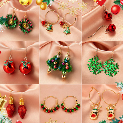 Creative Christmas Tree Earrings Simple Snowman Bell Stud Earrings
