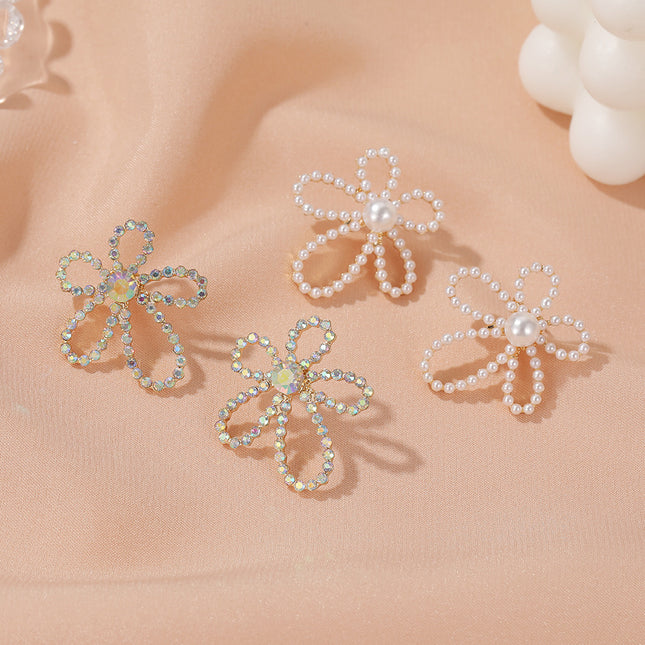 Wholesale S925 Silver Post Baroque Pearl Flower Stud Earrings