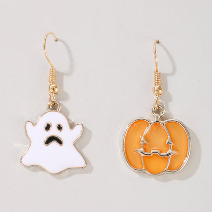 Halloween Funny Fun Pumpkin Ghost Exaggerated Acrylic Earrings