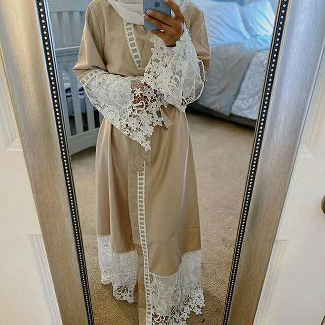 Moda para mujer Chaqueta de punto bordada Túnica musulmana Abaya