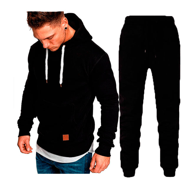 Men's Pullover Solid Color Casual Sports Hoodies Joggers Set