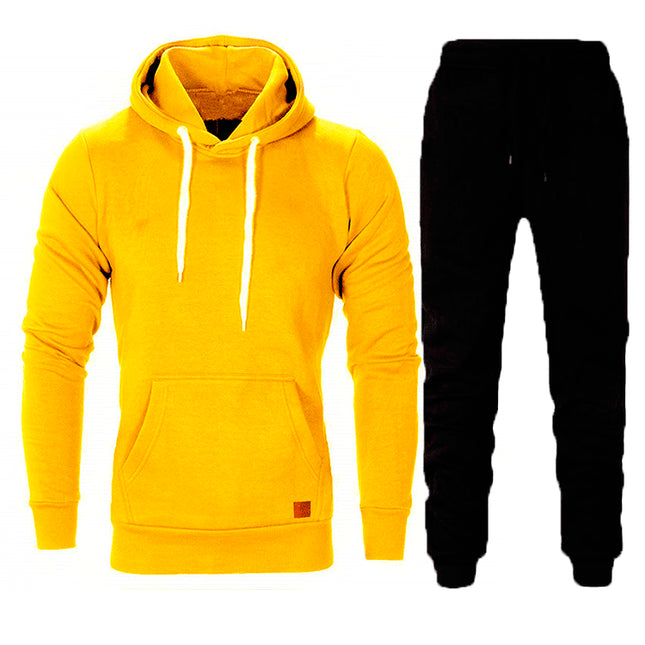 Conjunto de joggers con capucha deportiva informal de color sólido para hombre