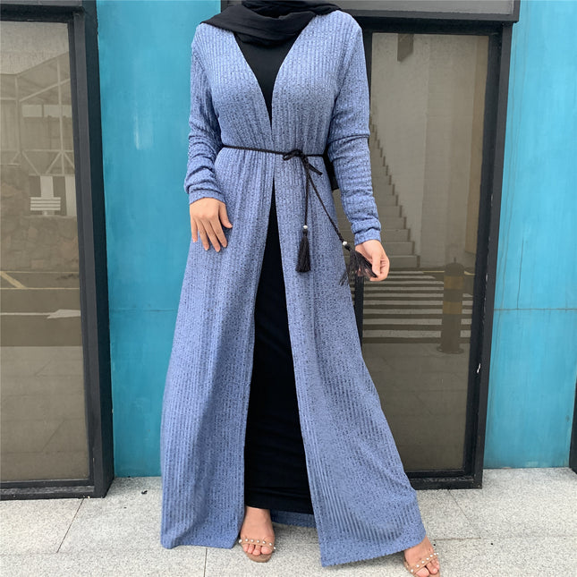 Fall Winter Muslim Ladies Long Sleeve Knitted Sweater Coat Robe