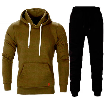 Men's Pullover Solid Color Casual Sports Hoodies Joggers Set