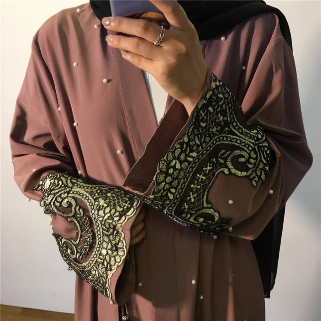 Muslimische Damen bestickte perlenbesetzte arabische Strickjacke