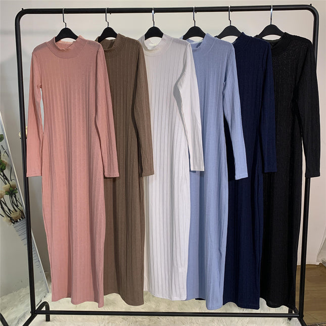 Stretch-Hemd der Großhandelsfrauen Einfache dünne Damen-langes Kleid