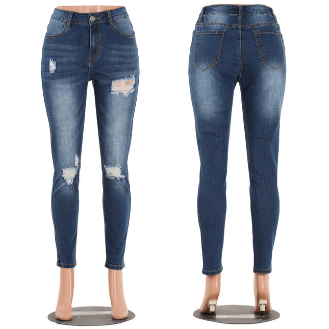 Dunkle Denim-Jeans der Großhandelsmode-beiläufigen Frauen
