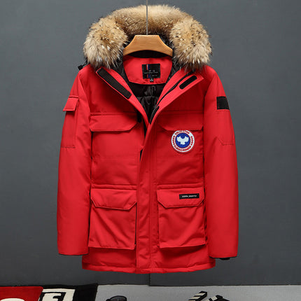 Wholesale Men's Short Mid Length Winter Thick Hooded Down Jacket