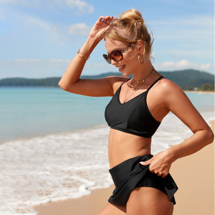Wholesale Ladies Printed Split Backless Adjustable Sling Skirt Bikini