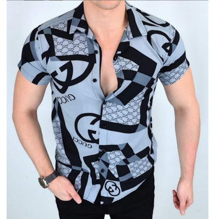 Wholesale Men's Summer Print Hawaiian Short Sleeve Cardigan Shirt