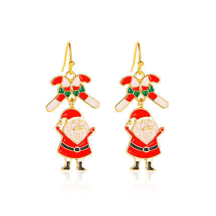 Christmas Three-piece Oil Drip Santa Claus Bell Stud Earrings