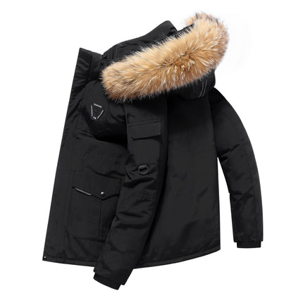 Men's Winter Thick Fur Collar Casual Short Down Jacket