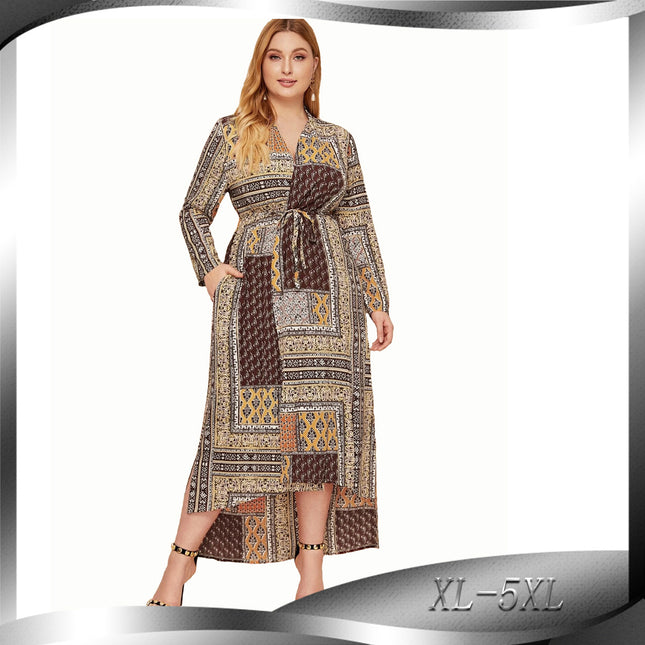 Muslimische arabische Mode lose Plus-Size-Langarm-Robe